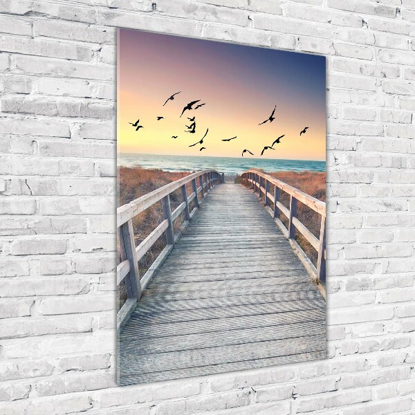 Verticale foto op glas Pad naar het strand