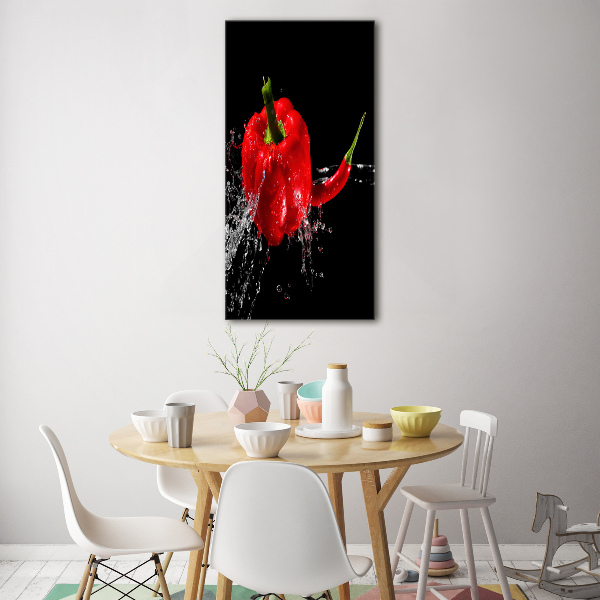 Verticaal glasschilderij Twee paprika's