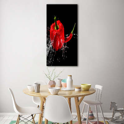 Verticaal glasschilderij Twee paprika's