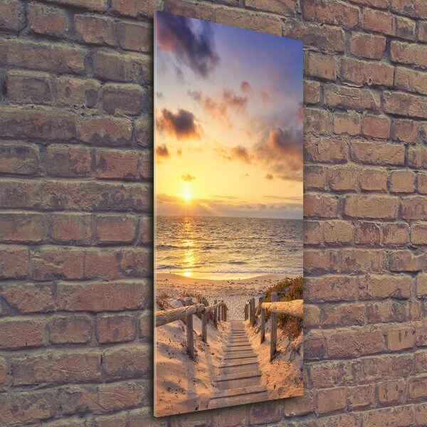 Verticale glasfoto Pad naar het strand