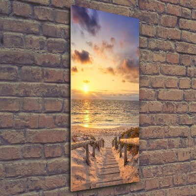 Verticale glasfoto Pad naar het strand