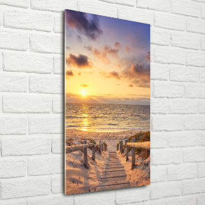Verticale glasfoto Pad naar het strand