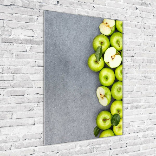 Verticale glasfoto Groene appels