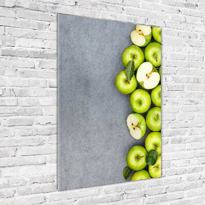 Verticale glasfoto Groene appels