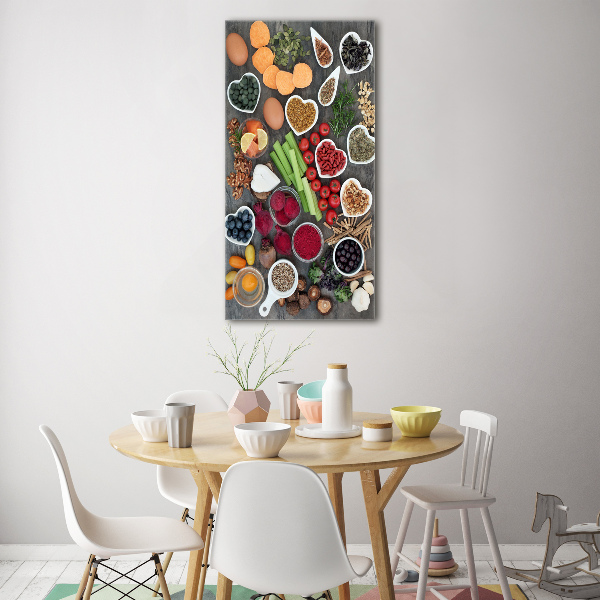Verticaal glasschilderij Gezonde voeding
