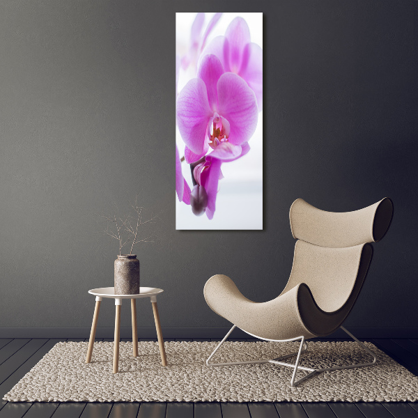 Verticaal glasschilderij Roze orchidee
