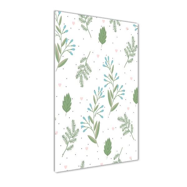 Verticale glasfoto Bladeren en harten