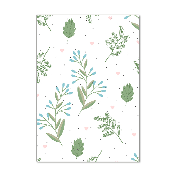 Verticale glasfoto Bladeren en harten