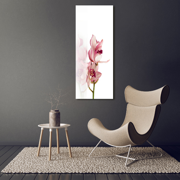 Verticaal glasschilderij Roze orchidee