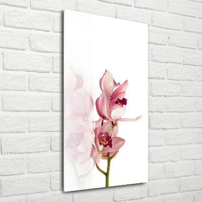 Verticaal glasschilderij Roze orchidee