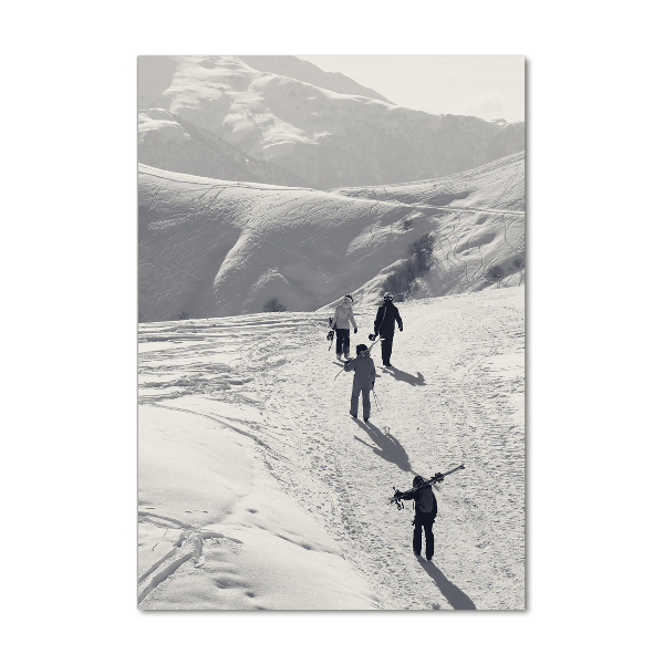 Verticale glasfoto Skiërs