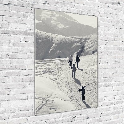 Verticale glasfoto Skiërs