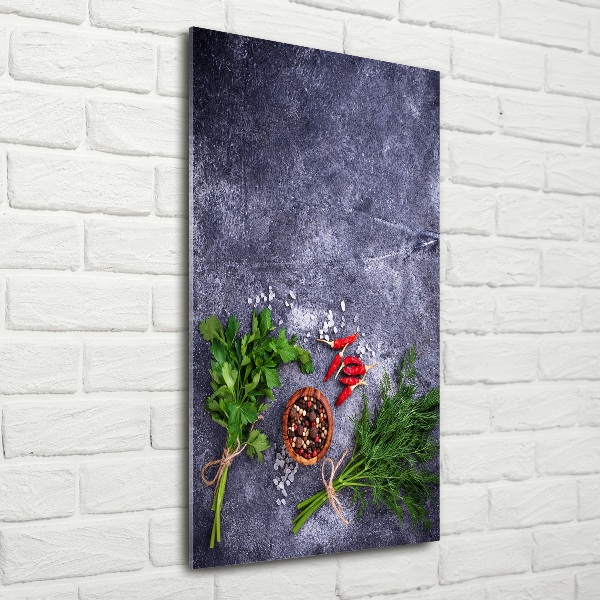 Verticale foto op glas Kruiden en specerijen