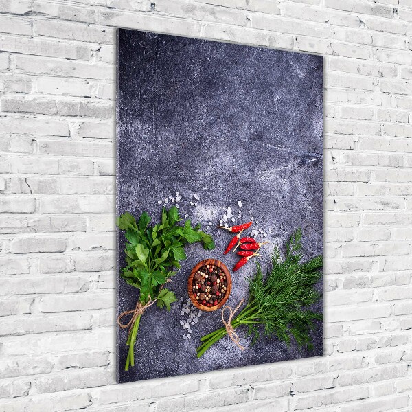 Verticale foto op glas Kruiden en specerijen