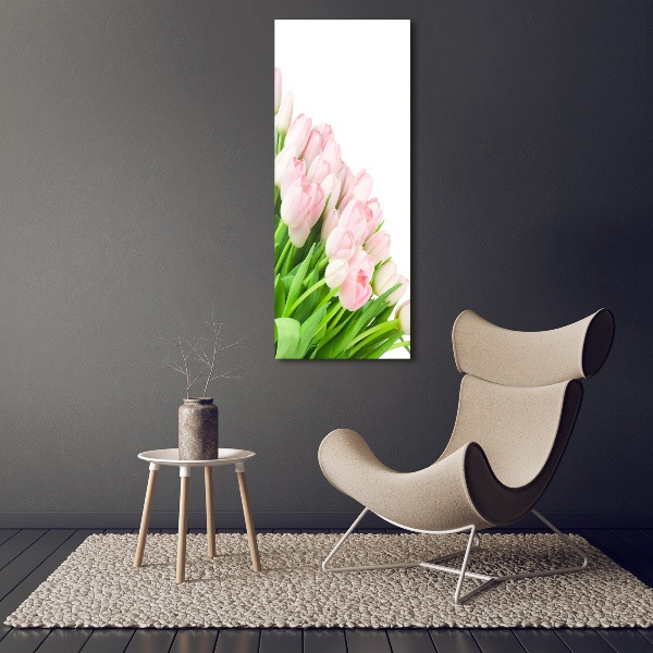 Verticale foto op glas Roze tulpen