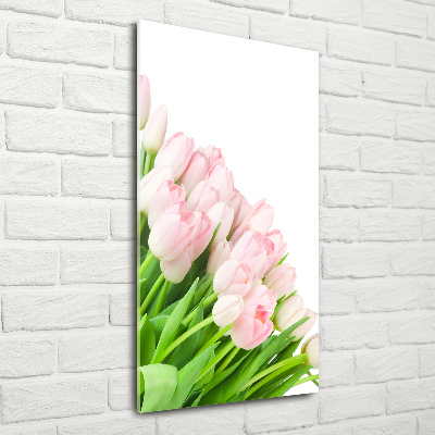 Verticale foto op glas Roze tulpen