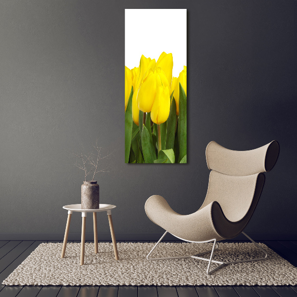 Verticale glasfoto Gele tulpen