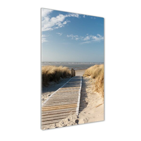 Verticale glasfoto Pad naar het strand