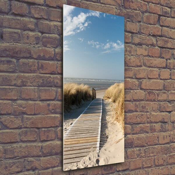 Verticale glasfoto Pad naar het strand