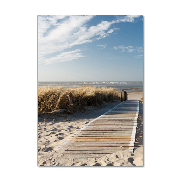 Verticale glasfoto Pad naar het strand