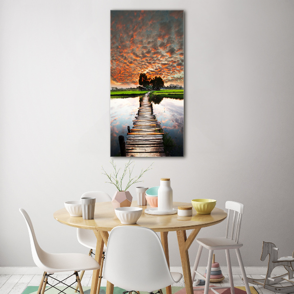 Verticale foto op glas Houten brug