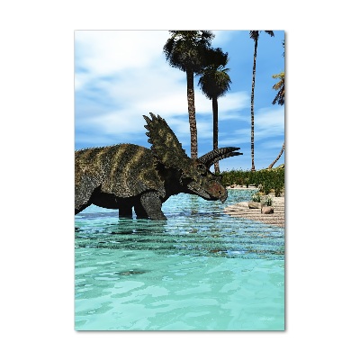 Verticale foto op glas Dinosaurussen op het strand