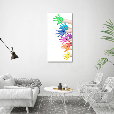 Verticaal glasschilderij Geschilderde handen