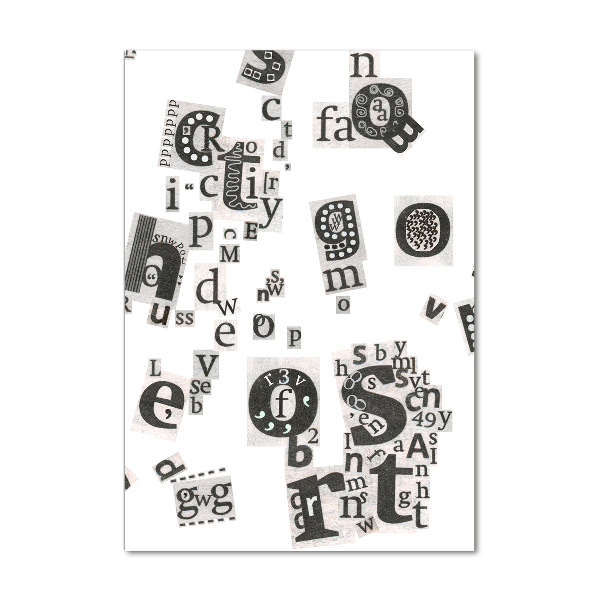 Verticale foto op glas Brieven uit een krant