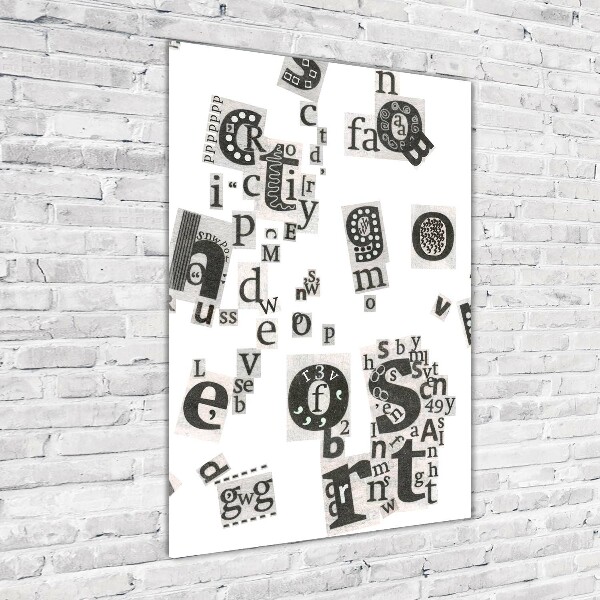 Verticale foto op glas Brieven uit een krant