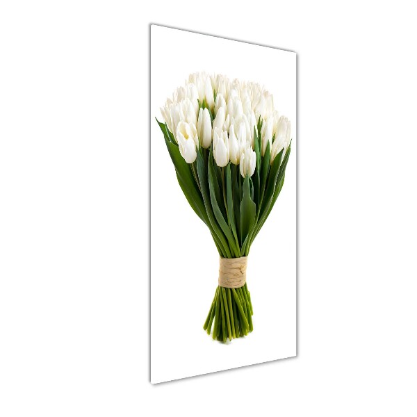 Verticale glasfoto Witte tulpen