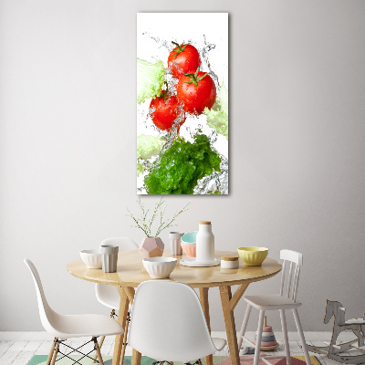 Verticale foto op glas Tomaten en sla