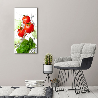 Verticale foto op glas Tomaten en sla