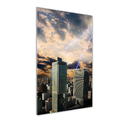 Verticale glasfoto Storm boven Warschau