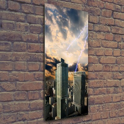 Verticale glasfoto Storm boven Warschau