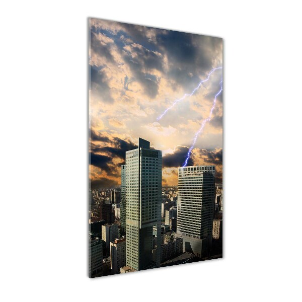 Verticale glasfoto Storm boven Warschau