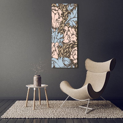 Verticale glasfoto Bloemen en bladeren