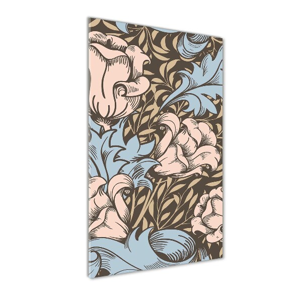 Verticale glasfoto Bloemen en bladeren