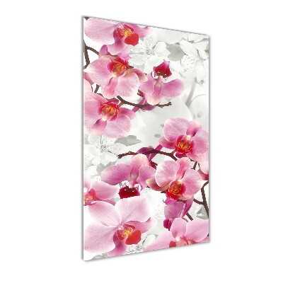 Verticale glasfoto Roze orchidee