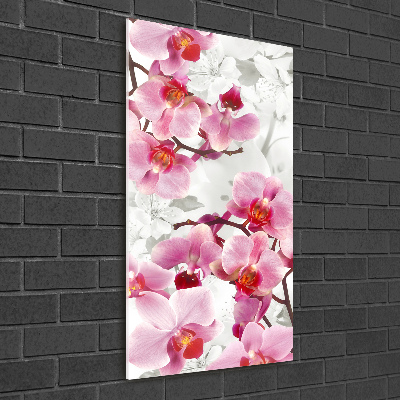 Verticale glasfoto Roze orchidee