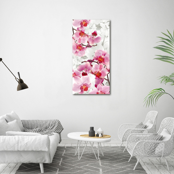 Verticale glasfoto Roze orchidee