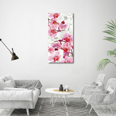 Verticale glasfoto Roze orchidee