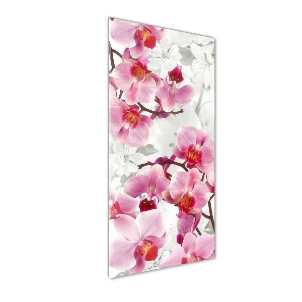 Verticale glasfoto Roze orchidee