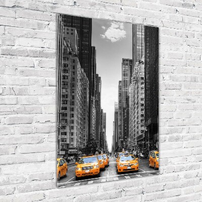 Verticale foto op glas New Yorkse taxi's