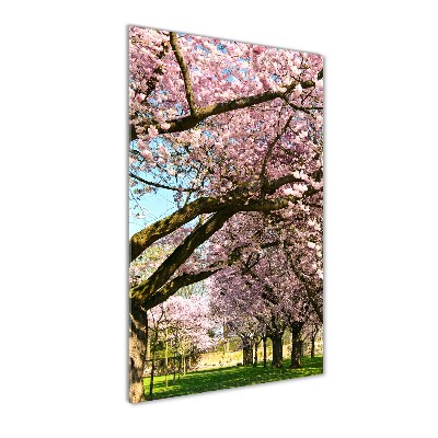 Verticaal glasschilderij Kersenbomen