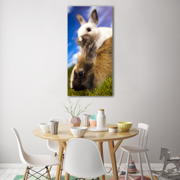 Verticale foto op glas Twee konijnen