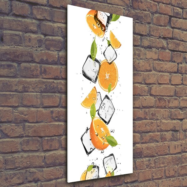 Verticale foto op glas Sinaasappels en ijs
