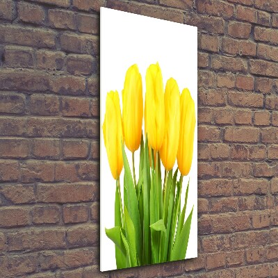 Verticale foto op glas Gele tulpen