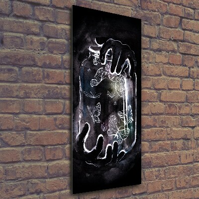 Verticale glasfoto Vlinders in een pot