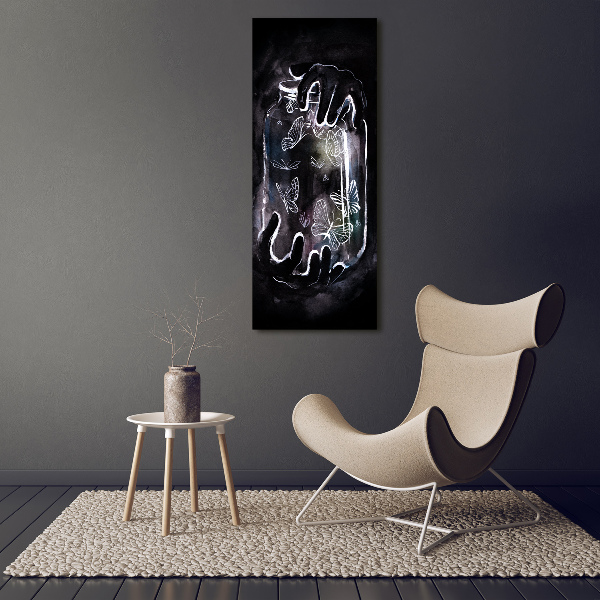 Verticale glasfoto Vlinders in een pot