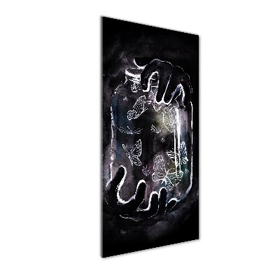 Verticale glasfoto Vlinders in een pot